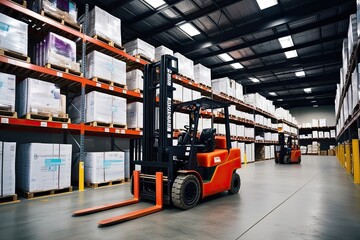 Efficient Warehouse Solutions with Streamlined Merchandise Storage Shipping Operations and Industrial Forklift Use