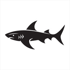 Fototapeta premium Spiny dogfish Fish Vector illustration in black and white - Fish Clipart Design