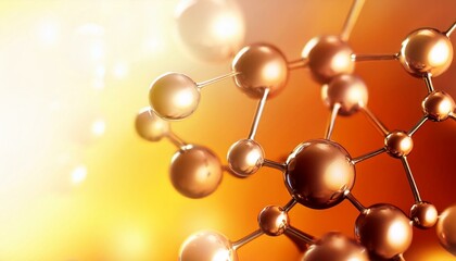 Golden molecule abstract background