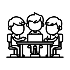 three individuals in meeting