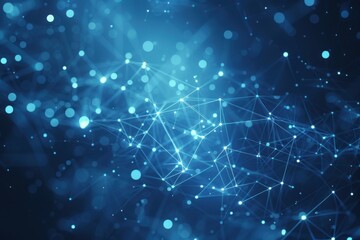 Abstract Digital Network with Glowing Particles and Connected Lines in a Futuristic Cosmic Background