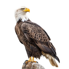 Fototapeta premium Stately Bald Eagle Symbolizing Freedom and Power Isolated on Transparent Background. PNG Format”