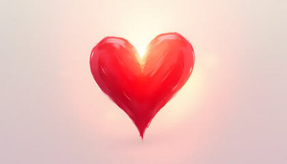 Stylized red heart with a glossy texture on a soft gradient background