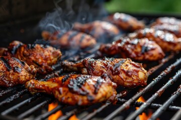 Juicy BBQ Grilled Chicken Wings with Smoky Flavor and Sticky Glaze for a Perfect Summer Barbecue Feast