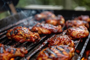 Juicy BBQ Grilled Chicken Wings with Smoky Flavor and Sticky Glaze for a Perfect Summer Barbecue Feast