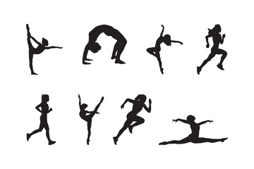 Set of women's Gymnastics silhouette.