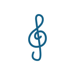 Fototapeta premium Treble clef icon isolated on white background. Music icon that can be used in multimedia designs. Music icon and symbol. Can be edited in eps10 format