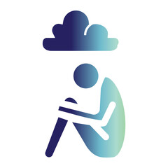 Mental Health Icon on flat gradient style. How to manage anxiety at work effectively