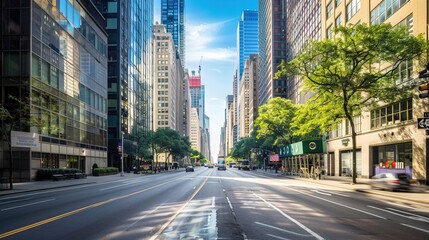 Obraz premium A high-rise cityscape showcasing the bustling financial district, representing growth, ambition,