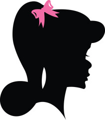 Women profile silhouette, girl silhouette, elegant female hairstyles