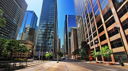 A high-rise cityscape showcasing the bustling financial district, representing growth, ambition,