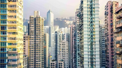 Obraz premium A high-rise cityscape showcasing the bustling financial district, representing growth, ambition,