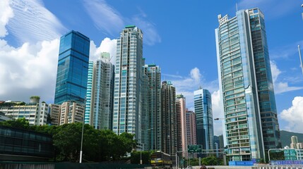 Fototapeta premium A high-rise cityscape showcasing the bustling financial district, representing growth, ambition,