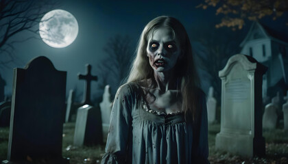 something has appeared with a scary face and the road is stumbling in the middle of the cemetery