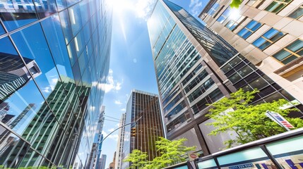 A high-rise cityscape showcasing the bustling financial district, representing growth, ambition,