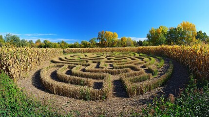 Embark on an exhilarating journey through a labyrinth of towering corn, where winding paths spark curiosity and adventure.