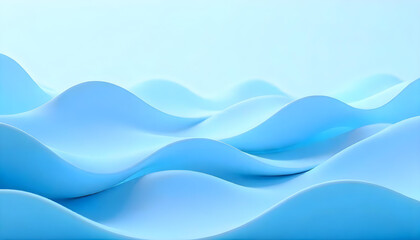 Abstract 3D Blue Wave Background - Smooth Gradient Texture, Minimalist Design, Modern Soft Fluid Shapes