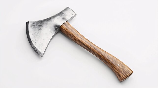 A stylish mockup featuring a lifelike wooden-handled hatchet with a polished blade, perfect for creative endeavors.