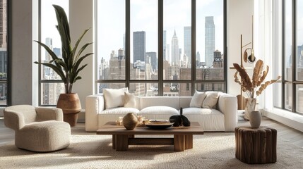 a luxurious and stylish living room in a new york city appartement