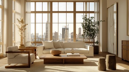 a luxurious and stylish living room in a new york city appartement