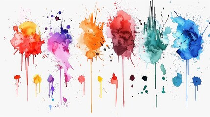 Fototapeta premium Vibrant Watercolor Splash Abstract Art Background with Colorful Drips and Blots