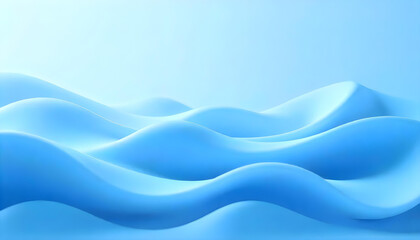 Fototapeta premium Abstract 3D Blue Wave Background - Smooth Gradient Texture, Minimalist Design, Modern Soft Fluid Shapes