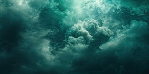 Obraz premium cloud sky green blue dark tone fear horror smoke mist heavy cumulus atmosphere background