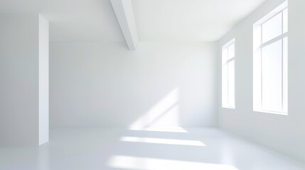 Obraz premium modern home, clean minimalist interior with empty frames on the wall, mockup 