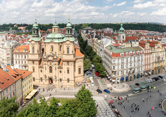 View of the St Nicholas Church and old town from observation platform of Old Town Hall in old part...