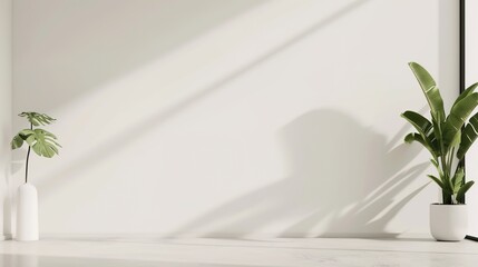 modern home, clean minimalist interior with empty frames on the wall, mockup
