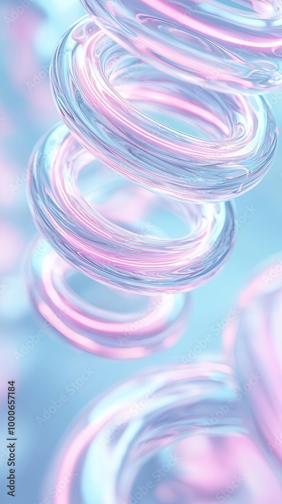 Canvas Prints Abstract Swirling Rings in Pink and Blue.