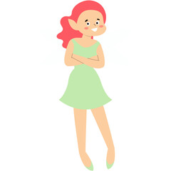 Little Girl Fairy Cartoon Illustration. Flat Vector Character 