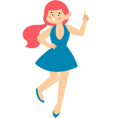 Little Girl Fairy Cartoon Illustration. Flat Vector Character 