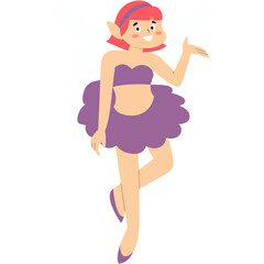 Little Girl Fairy Cartoon Illustration. Flat Vector Character 