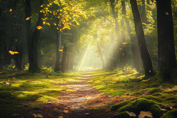 Fototapeta premium sun rays in the forest