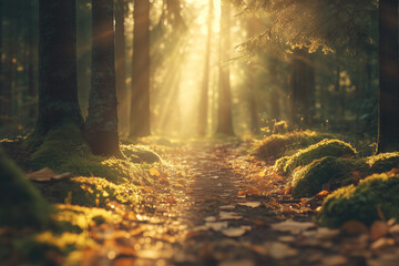 sun rays in the forest