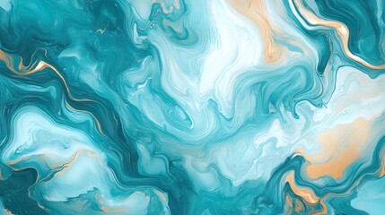 Fototapeta premium Abstract Swirling Teal and Gold Liquid Art