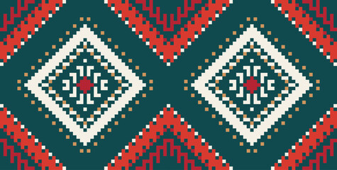 Scandinavian Ethnic Seamless Patternfolk Embroidery, Aztec Geometric Ornament Print. Design for Carpet, Wallpaper, Clothing, Wrapping, Fabric