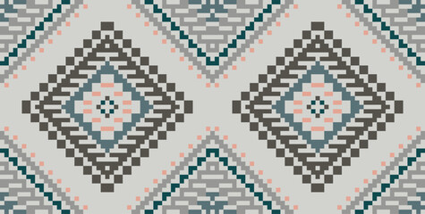 Fabric Pattern Geometric Ethnic Pattern Designfolk Embroidery, Aztec Geometric Ornament Print. Design for Carpet, Wallpaper, Clothing, Wrapping, Fabric