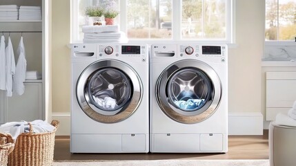 Modern Laundry Room with Two LG Washers
