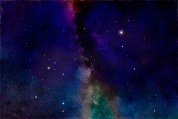 Vibrant Nebula and Stars in Deep Space