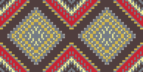 Motif Embroidery Arabic Geometric Patternfolk Embroidery, Aztec Geometric Ornament Print. Design for Carpet, Wallpaper, Clothing, Wrapping, Fabric