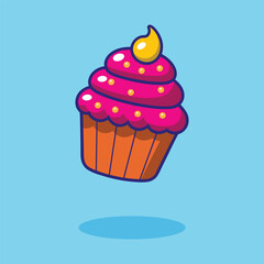 Cute Cupcake Cartoon Vector Design

