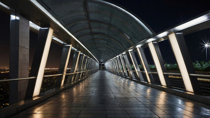 futuristic modern bridge at night