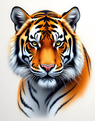 Fototapeta premium Realistic tiger drawing with detailed fur and stripes