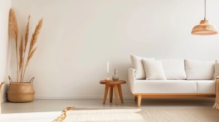 Minimalist Bohemian Living Room with Natural Light