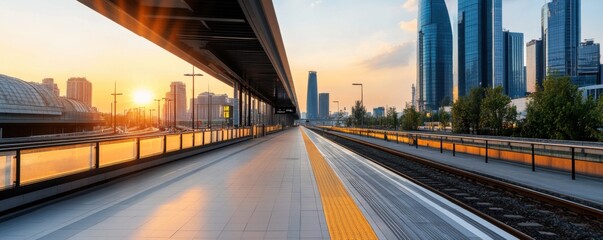 Fototapeta premium Modern Transportation Infrastructure at Sunrise
