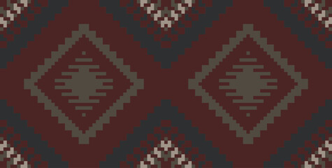 Pixelated Traditional Kimono Sewing Patternfolk Embroidery, Aztec Geometric Ornament Print. Design for Carpet, Wallpaper, Clothing, Wrapping, Fabric