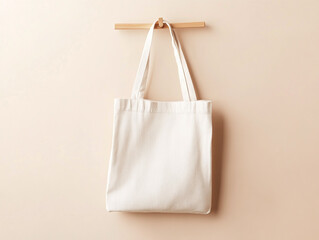 A Minimalist White Tote Bag Display