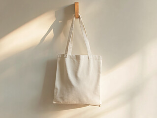 A Minimalist White Tote Bag Display